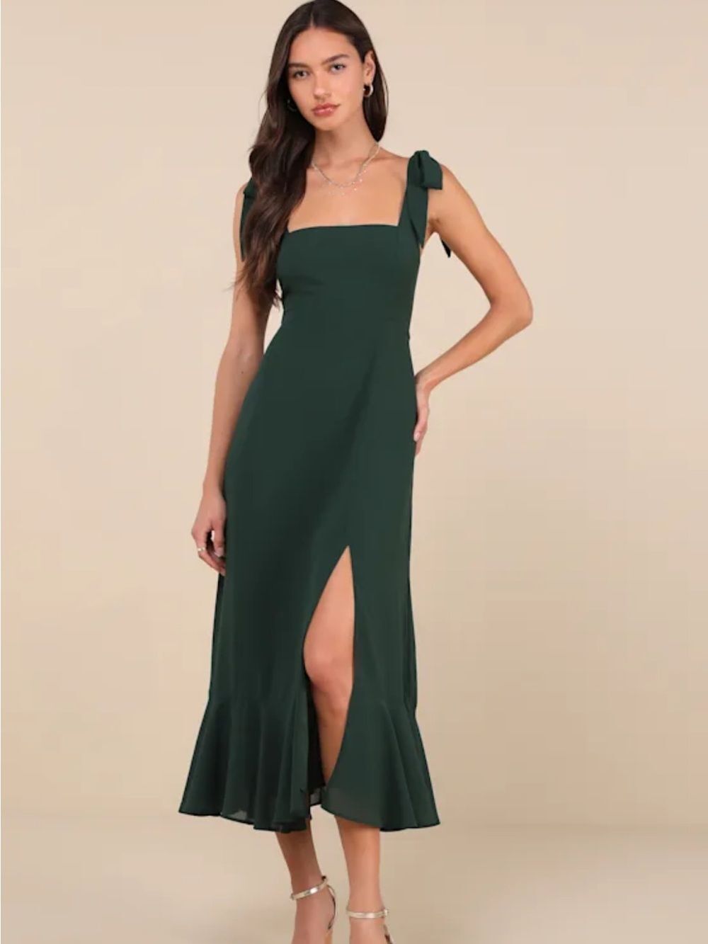 Summer Invite Emerlad Green Tiered Midi Dress size XS NWT